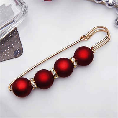 Булавка «Квартет» 8,5 см, шар №14, цвет матовый красный в золоте    3714527 3714527