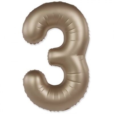 Шар (40''/102 см) Цифра SLIM Золото звездного света №3  FM 88048947