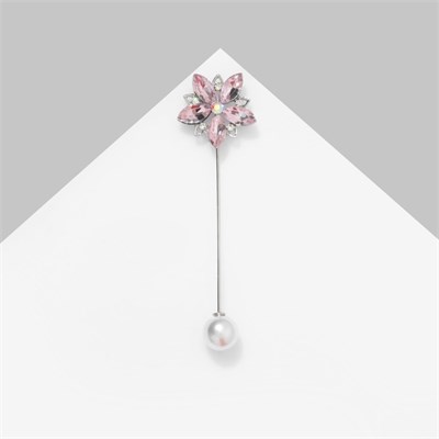 Булавка «Цветок» сирень, 8см, цвет розовый в серебре   3723924 3723924