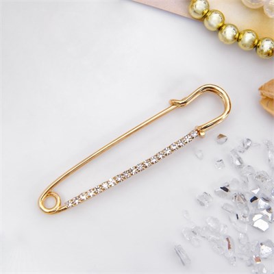 Булавка «Классика» широкая, 7,5см, цвет белый в золоте 3723927 3723927