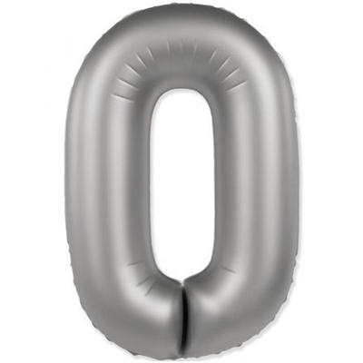 Шар (40''/102 см) Цифра SLIM Лунное серебро №0  FM 88048924