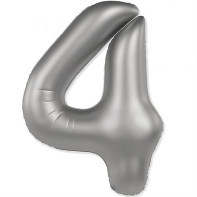 Шар (40''/102 см) Цифра SLIM Лунное серебро №4  FM 88048973