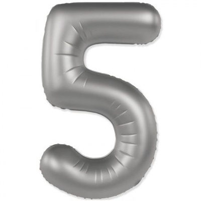 Шар (40''/102 см) Цифра SLIM Лунное серебро №5  FM 88048974