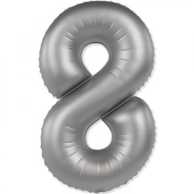 Шар (40''/102 см) Цифра SLIM Лунное серебро №8  FM 88048977