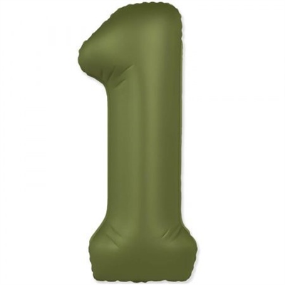 Шар (40''/102 см) Цифра SLIM Оливково-зеленый №1  FM 88048932
