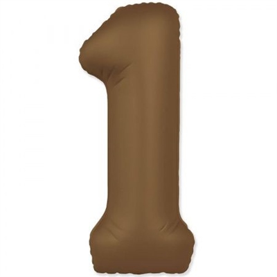 Шар (40''/102 см) Цифра SLIM Шоколадно-коричневый №1  FM 88048928