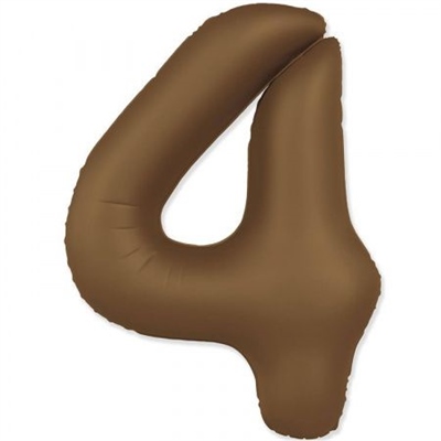 Шар (40''/102 см) Цифра SLIM Шоколадно-коричневый №4  FM 88048949
