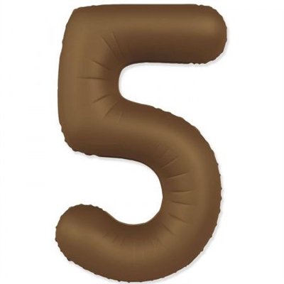 Шар (40''/102 см) Цифра SLIM Шоколадно-коричневый №5  FM 88048950