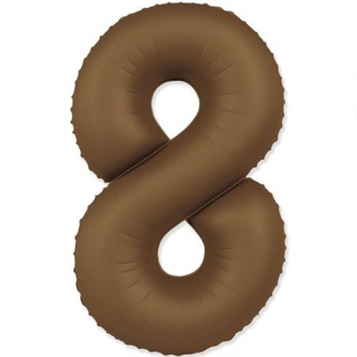 Шар (40''/102 см) Цифра SLIM Шоколадно-коричневый №8  FM 88048953