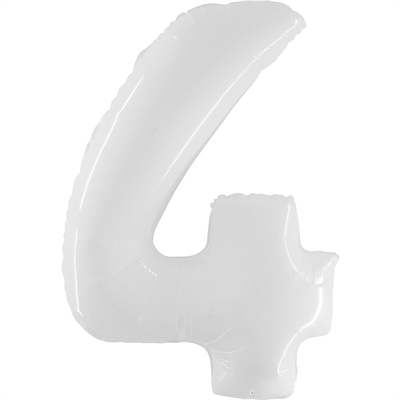 Шар (40''/102 см) Цифра Белый №4 Grabo 00021209236