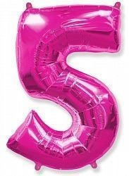 Шар (40''/102 см) Цифра Фуксия №5 FM 2129216