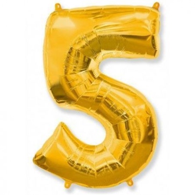 Шар (40''/102 см) Цифра Золото №5 FM 2129226