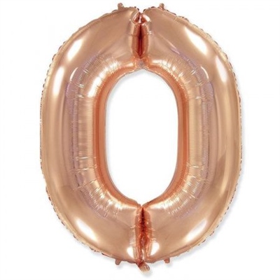 Шар (40''/102 см) Цифра Розовое золото №0 FM 2129253