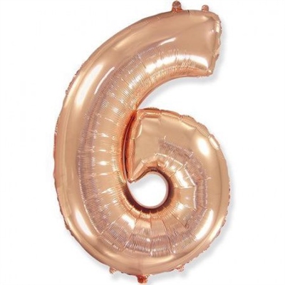 Шар (40''/102 см) Цифра Розовое золото №6 FM 2129259