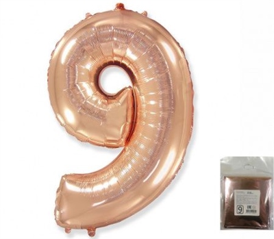 Шар (40''/102 см) Цифра Розовое золото №9 FM 2129282