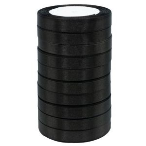 Лента атласная 1,2см*25Y, 185 Черная  т.м 10/500 88043979