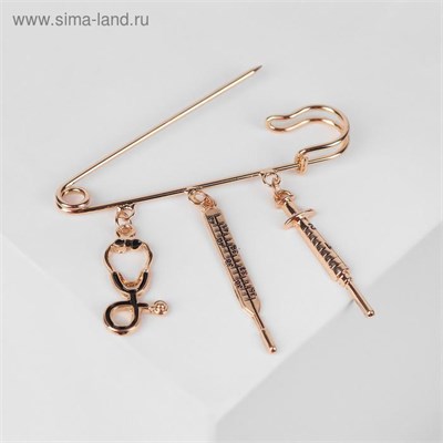 Булавка с подвесками «Медицина», 7 см, цвет чёрный золото  5114761 5114761
