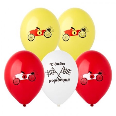 Шар (14"/36 см) С ДР Машинка Ретро 2цв 25 шт BELBAL 88031470