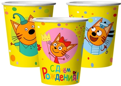 Стаканы Три Кота Яркий праздник 250мл 6шт 88048155