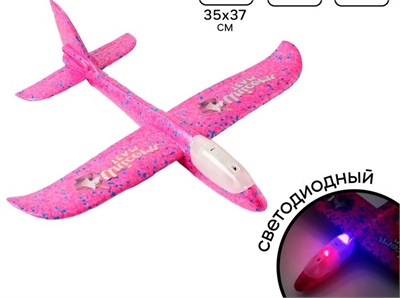 Самолет "Unicorn team" 35*37см, розовый, диодный   5570194 5570194