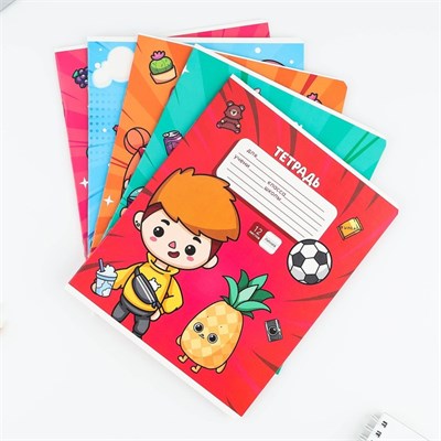 Тетрадь 12 листов в линейку, А5, на скрепке, блок №2 «Тока» МИКС 10175373