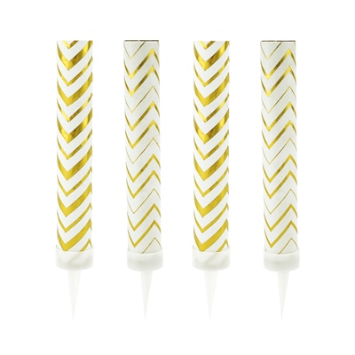 Тортовая свеча "Зигзаг" Золото 10 см, 30 сек. / 4 шт. / 88049785
