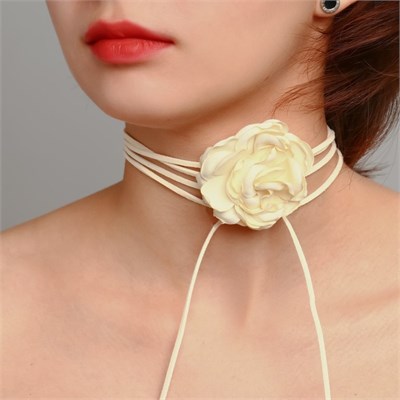 Чокер «Танго» цветок на шнурке, роза тренд, цвет белый 9797404