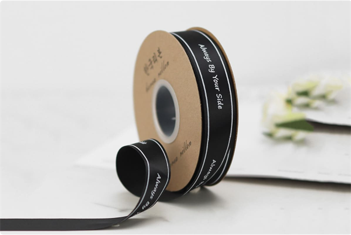 Лента шёлковая кайма «Всегда с тобой» (2,5см х 40ярд) Чёрный 19293