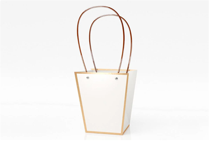 Пакет для цветов крафт «Золотая окантовка» форма-1 размер L (13/13 х 9.5/9.5 х 15.5см) 10 шт Белый, плотность 230 гр 17845