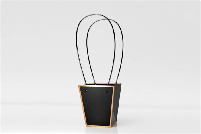 Пакет для цветов крафт «Золотая окантовка» форма-1 размер M (12/12 х 8/8 х 12.5см) 10 шт Белый, плотность 230 гр 17841