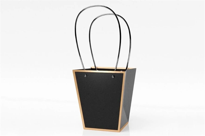 Пакет для цветов крафт «Золотая окантовка» форма-1 размер XL (17/17 х 11.5/11.5 х 20см) 10 шт  Чёрный, плотность 230 гр 17850