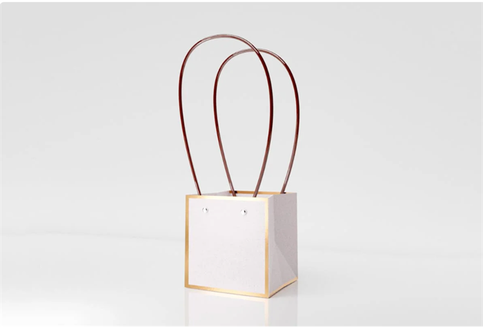 Пакет для цветов крафт «Золотая окантовка» форма-2 размер L (13 х 12.5 х 15см) 10 шт  Белый, плотность 230 гр 17857