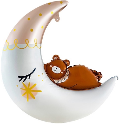 К 34 Полумесяц с медвежонком в упаковке / Bear on moon / 1 шт /, Фольгированный шар 88049767