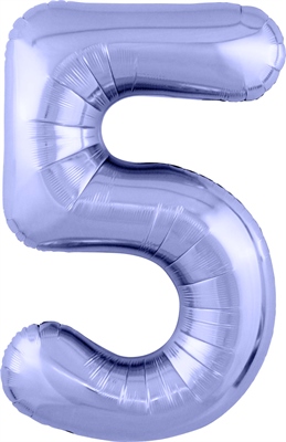 Шар (40''/102 см) Цифра Slim Пастельный фиолетовый/ №5  Agura 88049671