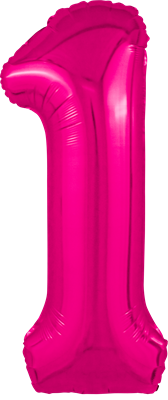 Шар (40''/102 см) Цифра Slim Фуксия Сатин №1  Agura 88049581