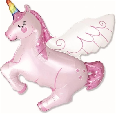 И 44 Волшебный единорог Розовый  Фигура / UNICORN WING PINK / 1 шт /, Фольгированный шар 88049539