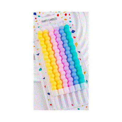 Свечи тортовые классические "Пузыри" (Пастель разноцветная) с держателями / 6 шт., 12 см / 88049502