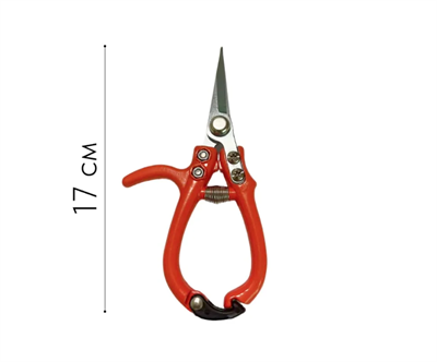 Секатор с фиксатором для флориста дополнительный обхват и прорезиненная ручка (17 см) Оранжевый 20242