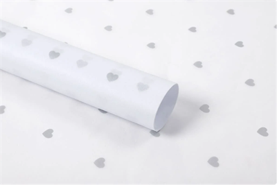 Тишью бумага с принтом «Маленькое сердце» 17гр 50см х 70см х 28шт Белый и Серебристый, плотность 17 гр 17309