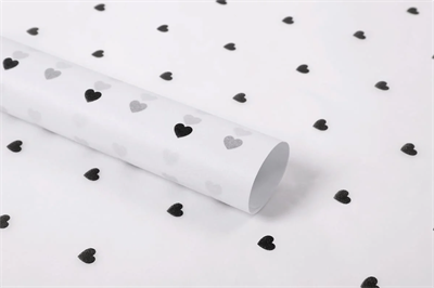 Тишью бумага с принтом «Маленькое сердце» 17гр 50см х 70см х 28шт Белый и Чёрный 17306