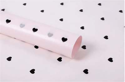 Тишью бумага с принтом «Маленькое сердце» 17гр 50см х 70см х 28шт Розовый и Чёрный, плотность 17 гр 17305