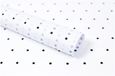 Тишью бумага с принтом «Мелкая точка» 17гр 50см х 70см х 28шт Белый и Чёрный, плотность 17 гр 19345