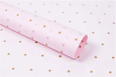 Тишью бумага с принтом «Мелкая точка» 17гр 50см х 70см х 28шт Розовый и Золотой, плотность 17 гр 19343