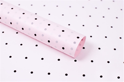 Тишью бумага с принтом «Мелкая точка» 17гр 50см х 70см х 28шт Розовый и Чёрный, плотность 17 гр 19344