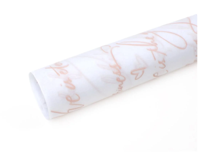 Тишью бумага с принтом «Послание» 17гр 50см х 70см х 28шт Розовый, плотность 17 гр 17310