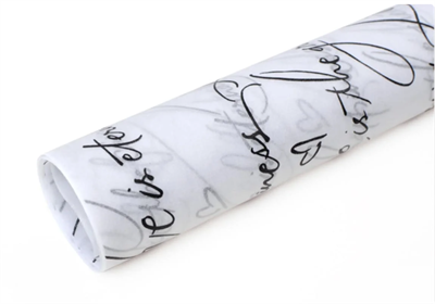 Тишью бумага с принтом «Послание» 17гр 50см х 70см х 28шт Чёрный, плотность 17 гр 17302