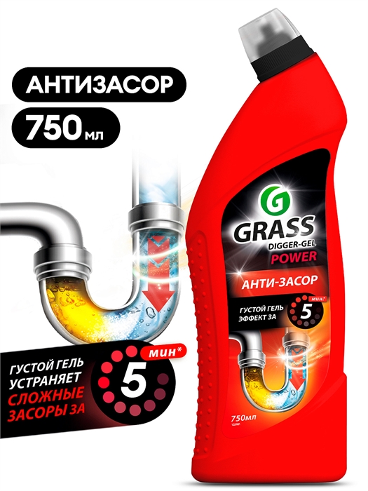 Средство щелочное для прочистки канализационных труб "DIGGER-GEL" (флакон 750 мл) 00000005064