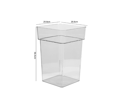 Ваза флориста прозрачная квадратная с бортиком размер L (h=37см, верх 21см) 20234