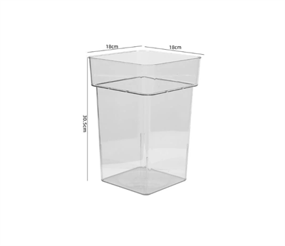 Ваза флориста прозрачная квадратная с бортиком размер M (h=31см, верх 18см) 20233