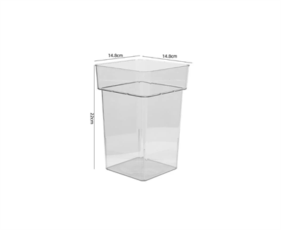 Ваза флориста прозрачная квадратная с бортиком размер S (h=22см, верх 15см) 20232